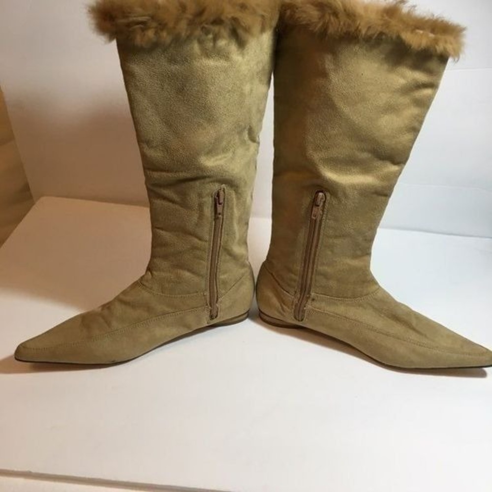 Michael Antonio Sz 7 Heller Fur Trimmed Pointed Toe Boots